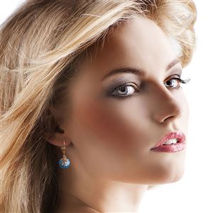ALARRI 14K Solid Rose Gold Leverback Earrings w/ Blue Topaz & Diamond