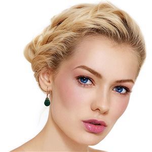 ALARRI 14K Solid Rose Gold Leverback Earrings w/ Briolette Emeralds