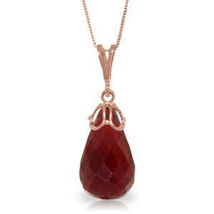 ALARRI 14.8 Carat 14K Solid Rose Gold Necklace Briolette Natural Ruby