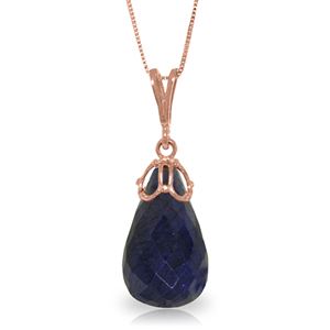 ALARRI 14.8 CTW 14K Solid Rose Gold Necklace Briolette Natural Sapphire