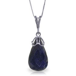 ALARRI 14.8 Carat 14K Solid White Gold Necklace Briolette Natural Sapphire