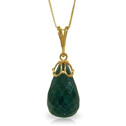 ALARRI 14.8 Carat 14K Solid Gold Necklace Briolette Natural Emerald