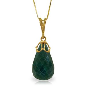 ALARRI 14.8 Carat 14K Solid Gold Necklace Briolette Natural Emerald