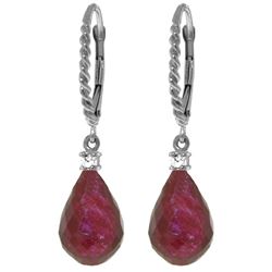 ALARRI 17.7 Carat 14K Solid White Gold Leverback Earrings Diamond Ruby