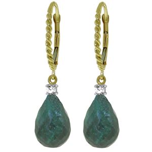 ALARRI 17.7 Carat 14K Solid Gold Leverback Earrings Diamond Emerald
