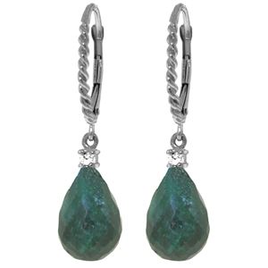 ALARRI 17.7 Carat 14K Solid White Gold Leverback Earrings Diamond Emerald