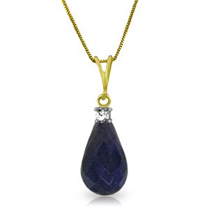 ALARRI 8.85 Carat 14K Solid Gold Raven Sapphire Diamond Necklace