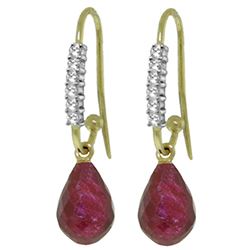 ALARRI 17.78 Carat 14K Solid Gold Fish Hook Earrings Diamond Ruby