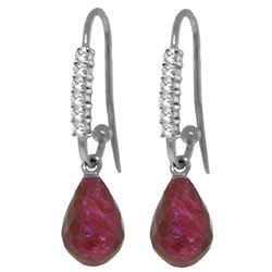 ALARRI 17.78 Carat 14K Solid White Gold Fish Hook Earrings Diamond Ruby