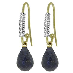 ALARRI 17.78 Carat 14K Solid Gold Fish Hook Earrings Diamond Sapphire