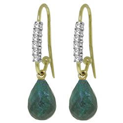 ALARRI 17.78 Carat 14K Solid Gold Fish Hook Earrings Diamond Emerald