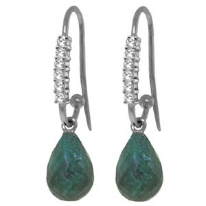 ALARRI 17.78 Carat 14K Solid White Gold Fish Hook Earrings Diamond Emerald