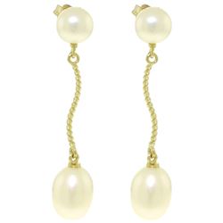 ALARRI 10 Carat 14K Solid Gold Danglings Earrings Natural Pearl