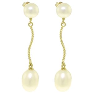 ALARRI 10 Carat 14K Solid Gold Danglings Earrings Natural Pearl