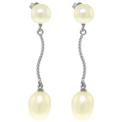ALARRI 10 Carat 14K Solid White Gold Danglings Earrings Natural Pearl