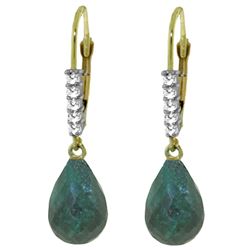 ALARRI 17.75 CTW 14K Solid Gold Leverback Earrings Natural Diamond Emerald