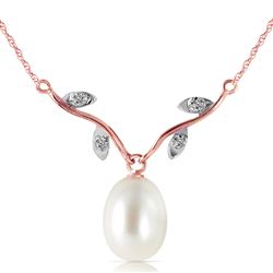 ALARRI 14K Solid Rose Gold Necklace w/ Natural Diamonds & Pearl