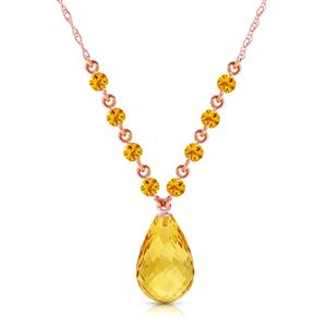 ALARRI 14K Solid Rose Gold Necklace w/ Natural Citrines