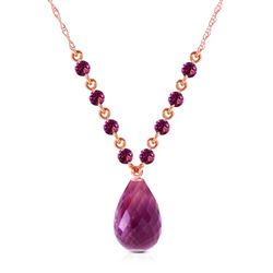 ALARRI 14K Solid Rose Gold Necklace w/ Natural Purple Amethysts