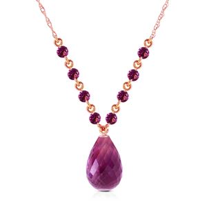 ALARRI 14K Solid Rose Gold Necklace w/ Natural Purple Amethysts