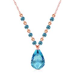 ALARRI 14K Solid Rose Gold Necklace w/ Natural Blue Topaz
