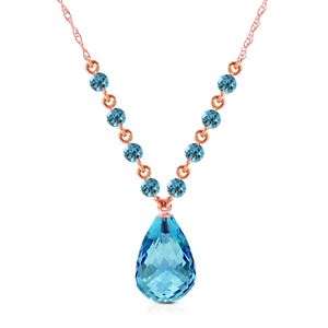 ALARRI 14K Solid Rose Gold Necklace w/ Natural Blue Topaz