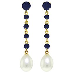 ALARRI 10 CTW 14K Solid New View Sapphire Pearl Earrings