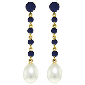 ALARRI 10 CTW 14K Solid New View Sapphire Pearl Earrings