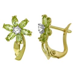 ALARRI 1.1 CTW 14K Solid Gold Daisy Peridot Diamond Earrings