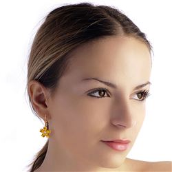 ALARRI 14K Solid Rose Gold Leverback Earrings w/ Citrines & Diamonds