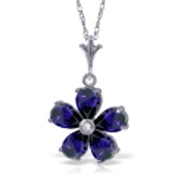 ALARRI 2.22 CTW 14K Solid White Gold Necklace Natural Sapphire Diamond