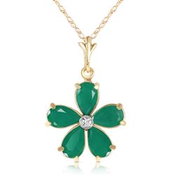 ALARRI 2.22 Carat 14K Solid Gold Necklace Natural Emerald Diamond