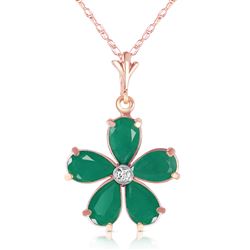 ALARRI 2.22 CTW 14K Solid Rose Gold Necklace Natural Emerald Diamond