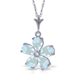 ALARRI 2.22 CTW 14K Solid White Gold Necklace Natural Aquamarine Diamond