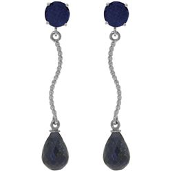 ALARRI 7.9 Carat 14K Solid White Gold Dangling Earrings Natural Sapphire