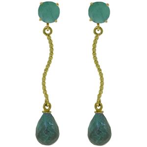 ALARRI 7.9 CTW 14K Solid Gold Dangling Earrings Natural Emerald