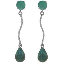 ALARRI 7.9 Carat 14K Solid White Gold Dangling Earrings Natural Emerald