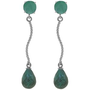 ALARRI 7.9 Carat 14K Solid White Gold Dangling Earrings Natural Emerald