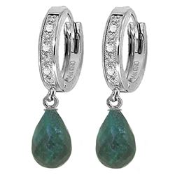 ALARRI 6.64 CTW 14K Solid White Gold Hoop Earrings Diamond Emerald
