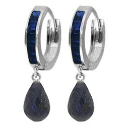 ALARRI 7.8 CTW 14K Solid White Gold Hoop Earrings Dangling Sapphire