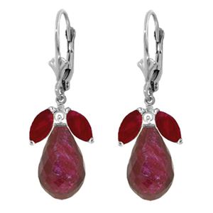 ALARRI 18.6 Carat 14K Solid White Gold Leverback Earrings Natural Ruby