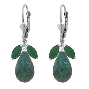 ALARRI 18.6 CTW 14K Solid White Gold Leverback Earrings Natural Emerald