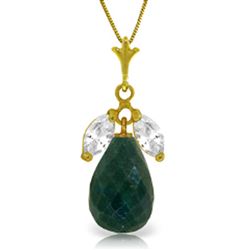 ALARRI 9.3 Carat 14K Solid Gold Necklace Natural Emerald White Topaz