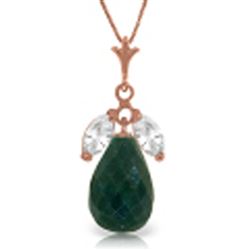 ALARRI 14K Solid Rose Gold Necklace w/ Natural Emeralds & Rose Topaz