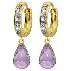 ALARRI 4.54 Carat 14K Solid Gold Tres Chic Amethyst Diamond Earrings