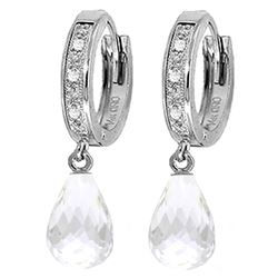 ALARRI 4.54 Carat 14K Solid White Gold Hoop Earrings Diamond White Topaz