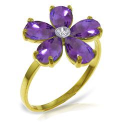 ALARRI 2.22 Carat 14K Solid Gold Kidding Aside Amethyst Diamond Ring