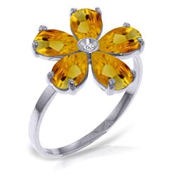 ALARRI 2.22 Carat 14K Solid White Gold Sun Soaked Citrine Diamond Ring