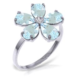 ALARRI 2.22 Carat 14K Solid White Gold Threin Lies Truth Aquamarine Diamond Ring