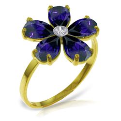 ALARRI 2.22 Carat 14K Solid Gold Sleek And Chic Sapphire Diamond Ring